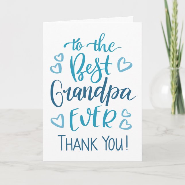 Carte Meilleur grand-père jamais Merci typographie en bl (Devant)