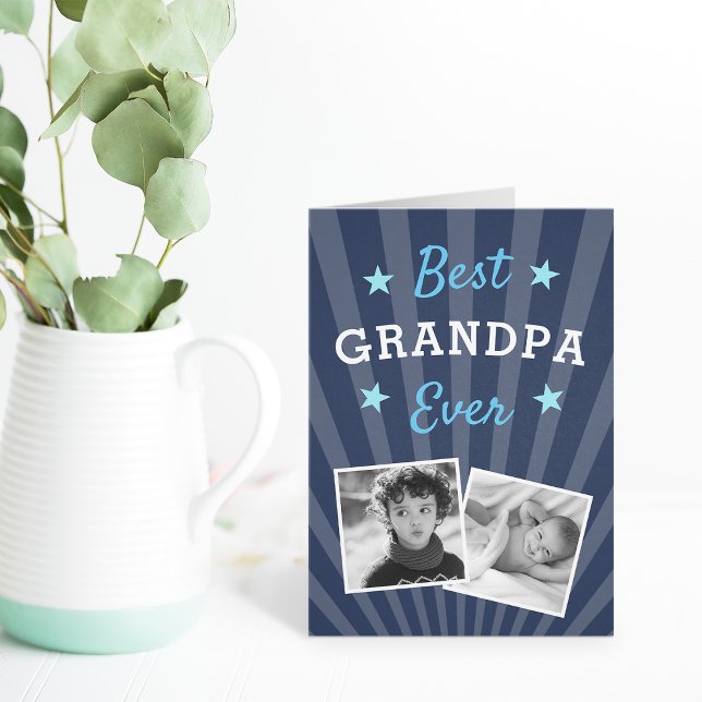 Carte Meilleur Grand-Père | Photo Fête des pères (Créateur téléchargé)
