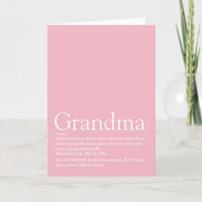 Carte Meilleur Jour Grand-Mère Définition Rose (Devant)