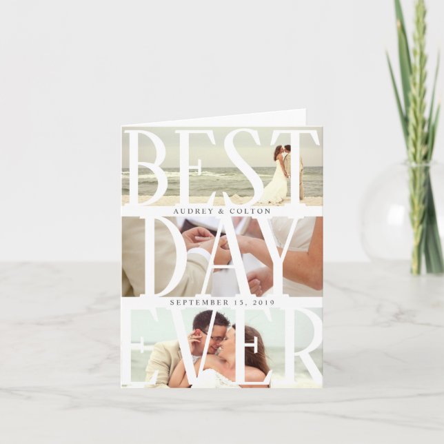 Carte Meilleur Jour jamais moderne Mariage photo Merci (Devant)
