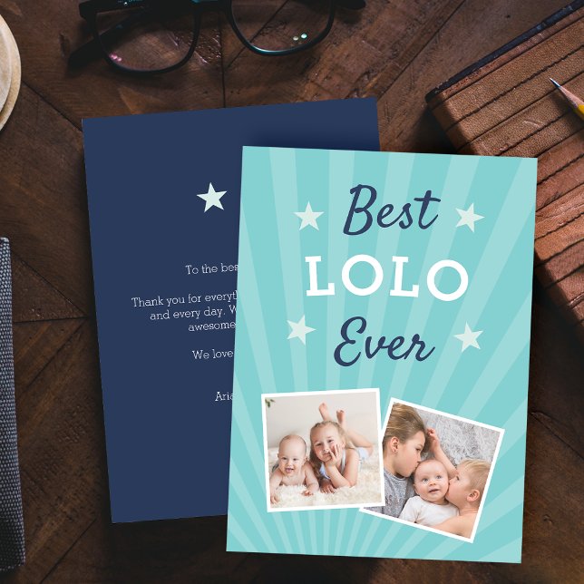 Carte Meilleur Lolo jamais | Photo Fête des pères plat (Créateur téléchargé)