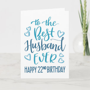 Carte Meilleur Mari 22ème Anniversaire Typographie en bl