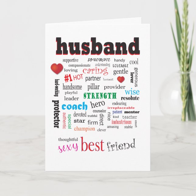 Carte Meilleur Mari Merveilleure A1 Word Cloud (Devant)