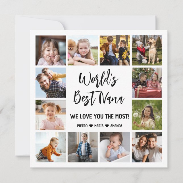 Carte Meilleur Nana Grandkids 12 photo Collage (Devant)