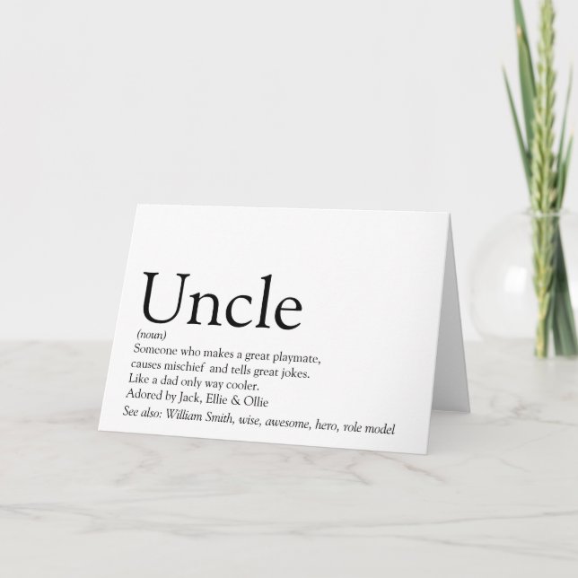 Carte Meilleur oncle du monde, Funcle Définition moderne (Devant)