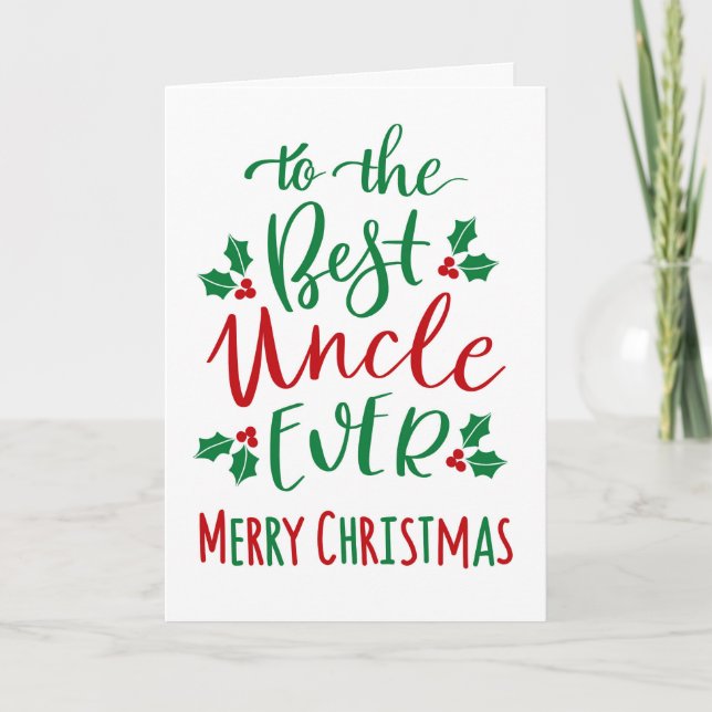 Carte Meilleur Oncle Joyeux Noël Typographie (Devant)