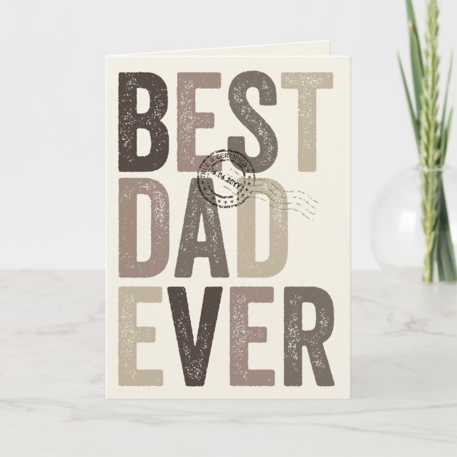 Carte Meilleur Papa Certifié Typographie de la Fête des  (Devant)