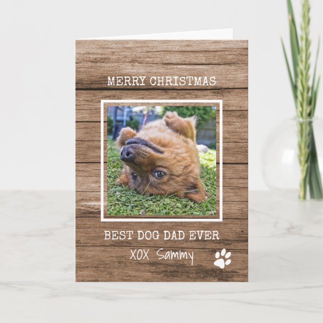 Carte Meilleur Papa Chien de Noël Photo Joyeux Noël (Devant)