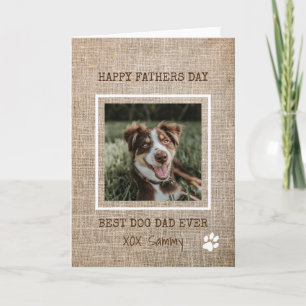 Carte Meilleur Papa Chien Ever Burlap Photo Fête des Pèr