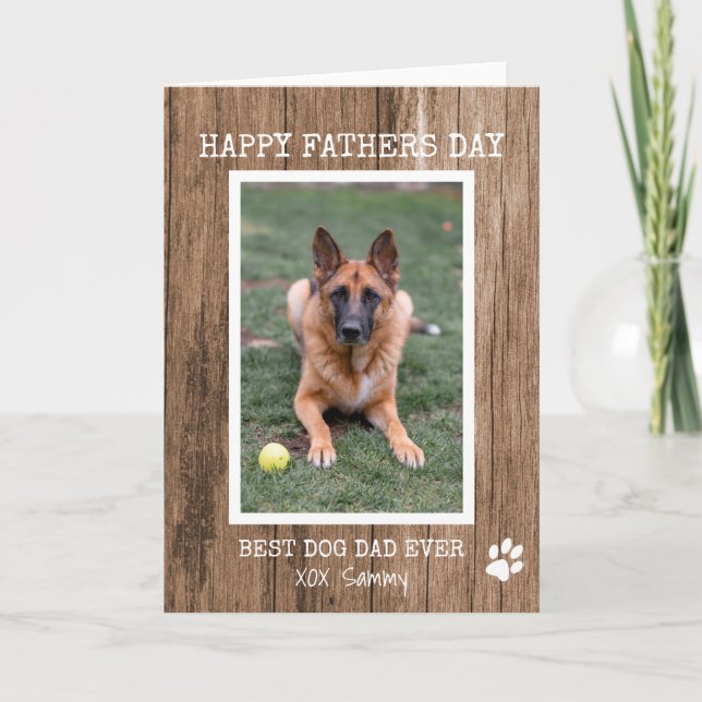 Carte Meilleur Papa Chien Rustique Photo Fête des Pères (Devant)