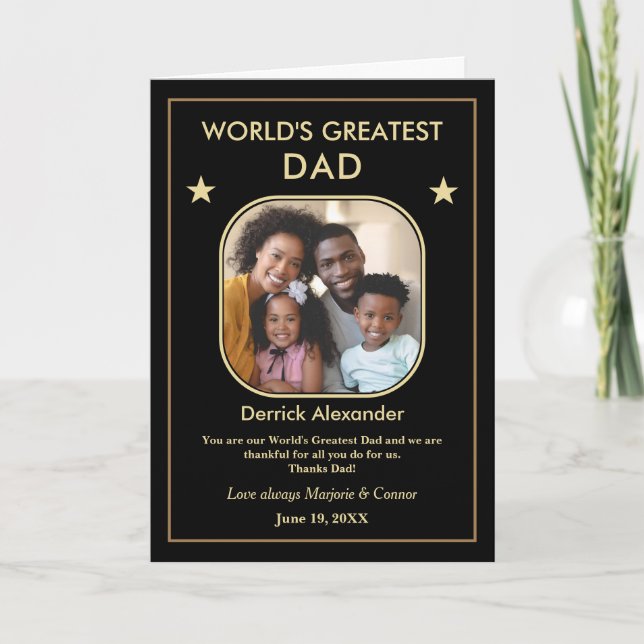 Carte Meilleur Papa du Monde Photo Personnalisée pour la (Devant)