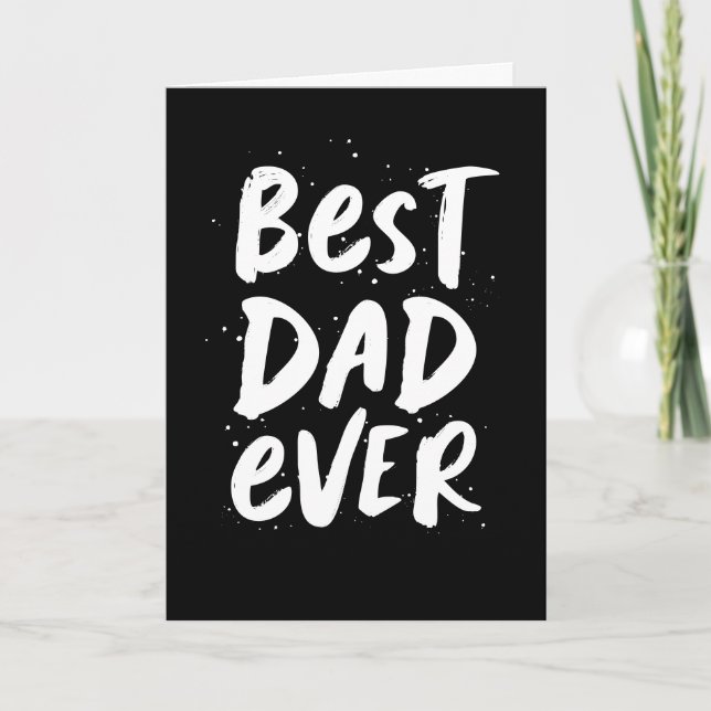 Carte Meilleur papa Fête des pères noire moderne et tend (Devant)