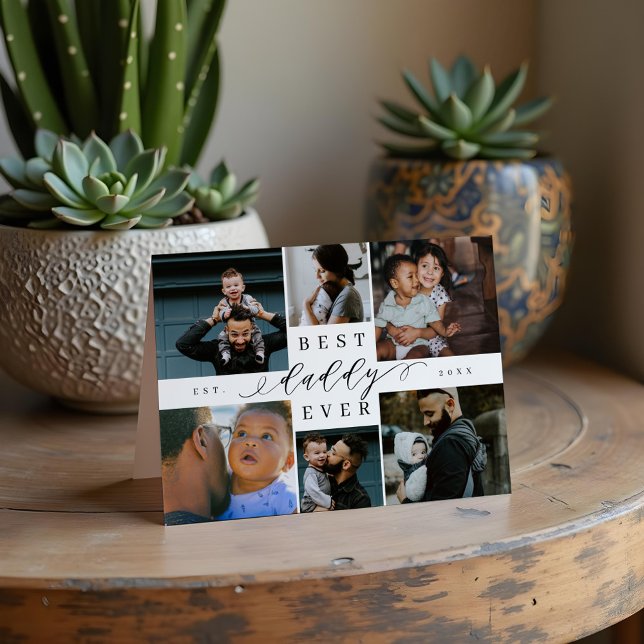Carte Meilleur papa jamais | Fête des pères 6 Collage ph (Best Daddy Ever | Father's Day 6 Photo Collage Card)