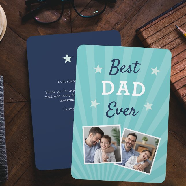 Carte Meilleur papa jamais | Photo Fête des pères plat (Créateur téléchargé)