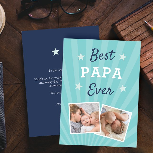 Carte Meilleur Papa jamais | Photo Fête des pères plat (Créateur téléchargé)