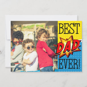 Carte Meilleur papa jamais Superhero Photo personnalisée