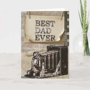 Carte Meilleur Papa Jamais Vintage Retro Caméra Art