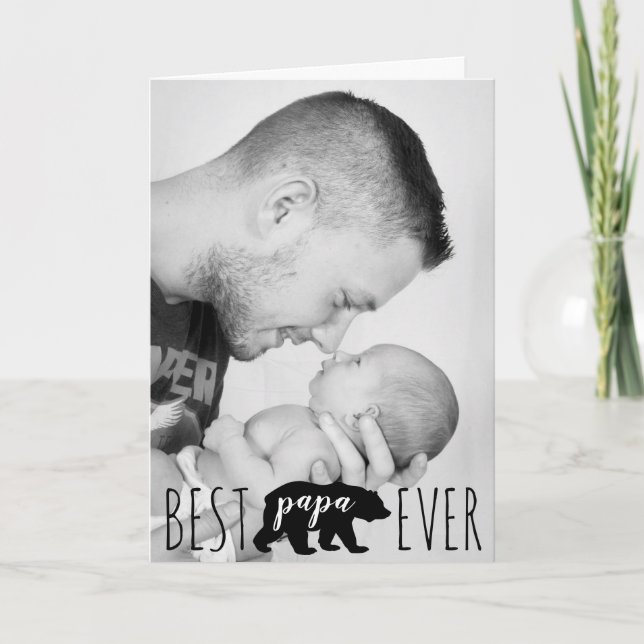 Carte Meilleur Papa noir et blanc Meilleur Papa Ours Jam (Devant)