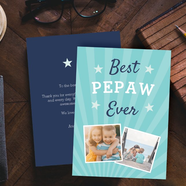 Carte Meilleur Pepaw jamais | Photo Fête des pères plat (Créateur téléchargé)