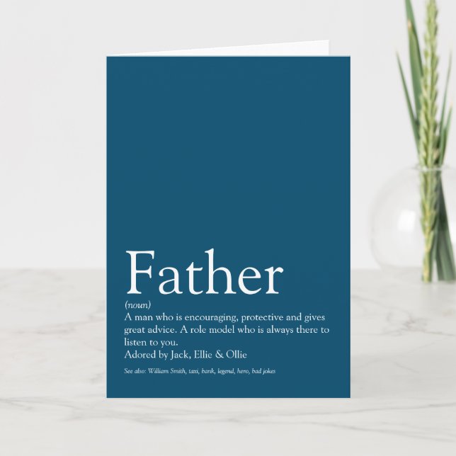 Carte Meilleur Père Papa Papa Père Définition Bleu (Devant)