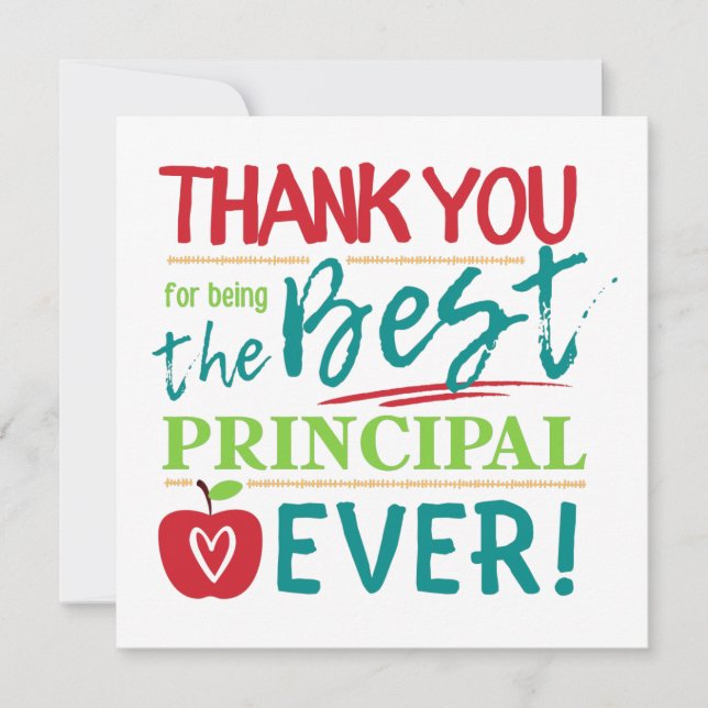 Carte Meilleur Principal Jamais, Merci Cadeau Principal (Devant)