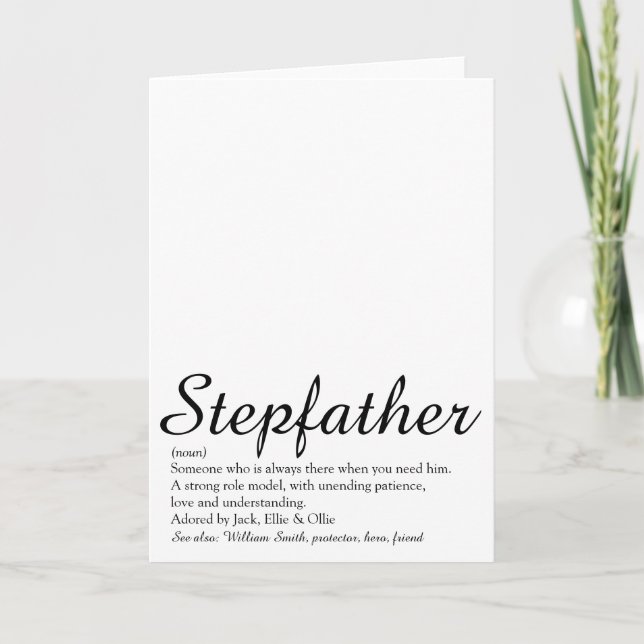 Carte Meilleur Stepfather du monde, Stepdad Definition S (Devant)
