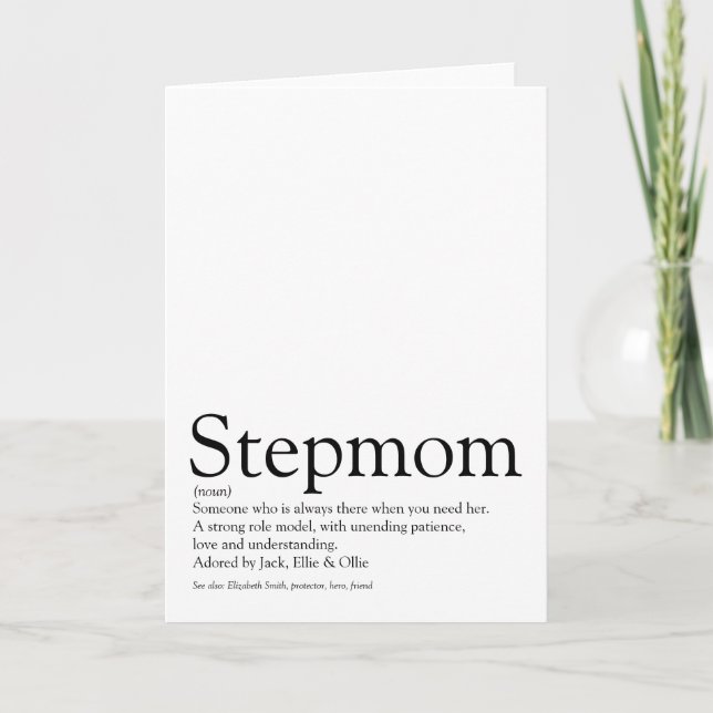 Carte Meilleur Stepmaman au monde, Stepmère Définition (Devant)