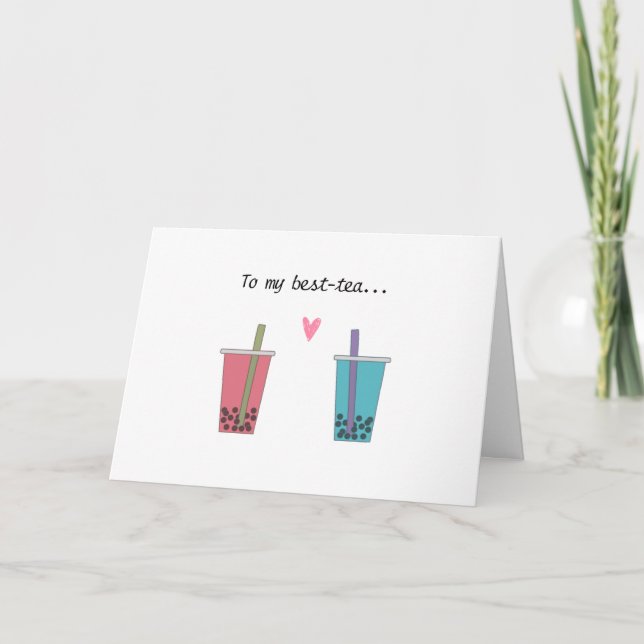 Carte meilleure amie drôle douce bubble tea (Devant)