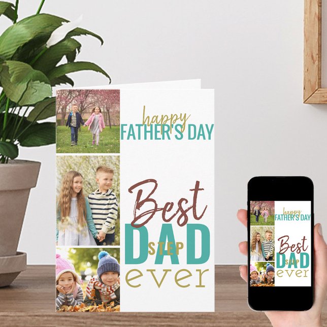 Carte Meilleure Fête des pères photo Stepdad Ever 3 (Créateur téléchargé)