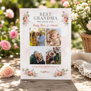 Carte Meilleure grand-mère collage photo floral