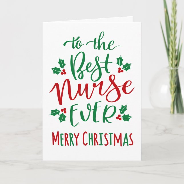Carte Meilleure infirmière Joyeuse typographie de Noël (Devant)