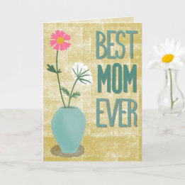 Carte Meilleure Maman - Abstrait Floral Moderne avec Vas