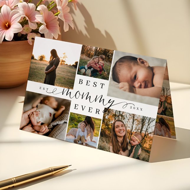 Carte Meilleure maman | Collage photo de la fête des mèr (Best Mommy Ever | Mother's Day 6 Photo Collage Card)