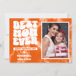 Carte Meilleure Maman Ever Orange Tie Dye Photo Fête des