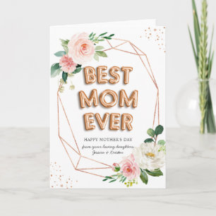 Carte Meilleure maman jamais Balloon Texte Élégant Blush