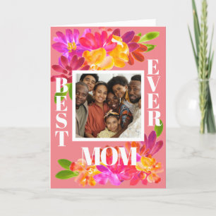Carte Meilleure maman jamais brillant Aquarelle Florales