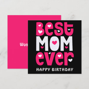 Carte Meilleure maman jamais coeur Anniversaire Noir ros