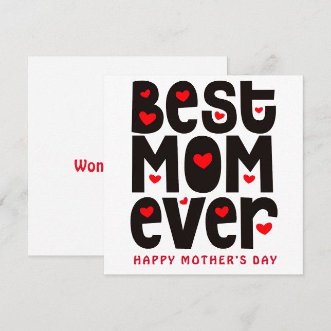 Carte Meilleure maman Jamais Coeur Fête des mères Rouge  (Devant / Derrière)