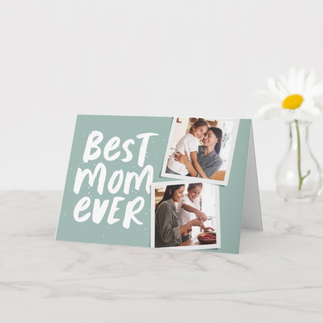Carte Meilleure maman jamais tendance photo sauge vert F (Petite plante)