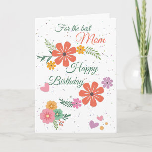 Carte Meilleure maman Joyeuse Fleurs d'Anniversaire Vert
