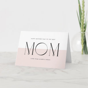 Carte Meilleure maman minimaliste rose pâle Jour des Mèr