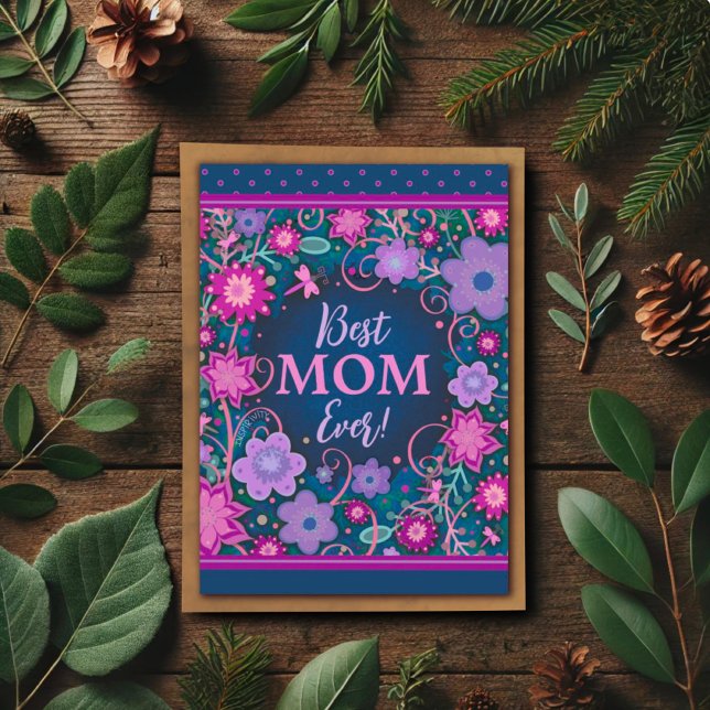 Carte Meilleure Maman Pink Purple Floral Jolie Fête des  (Créateur téléchargé)