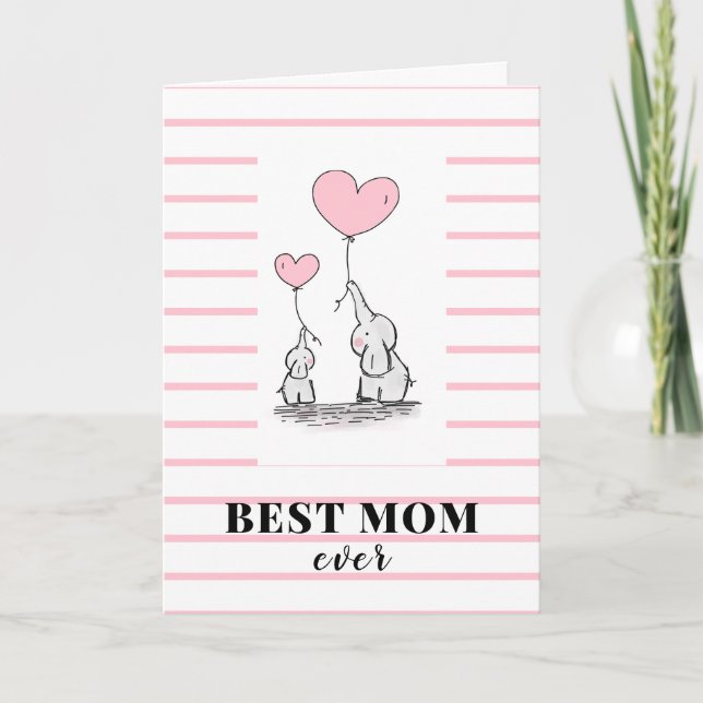 Carte Meilleure Maman Toujours Elephant Amour Fête des m (Devant)