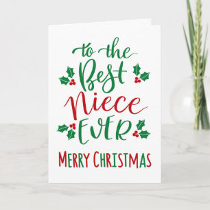 Carte Meilleure nièce Joyeuse Typographie de Noël