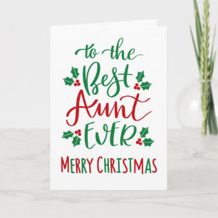 Carte Meilleure tante Joyeuse Typographie de Noël