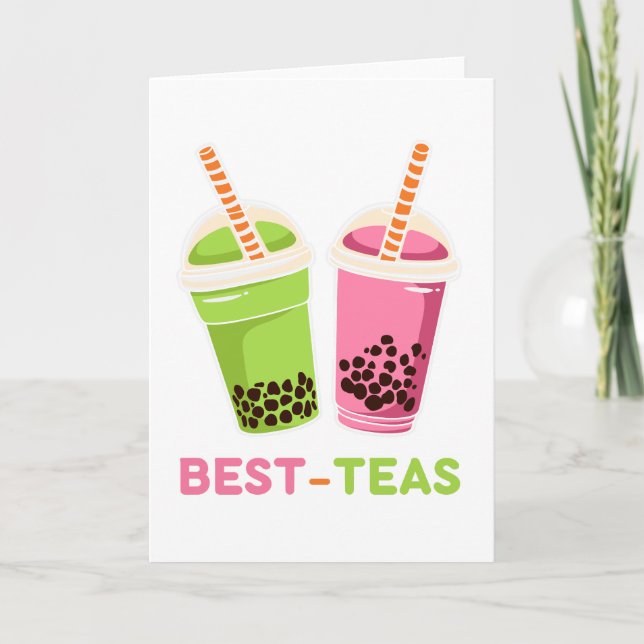 Carte Meilleure teas kawaii boba bulbe thé meilleur amis (Devant)