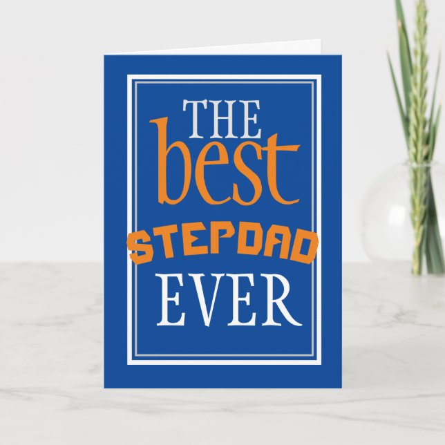 Carte Meilleure typographie bleu Stepdad Ever (Devant)