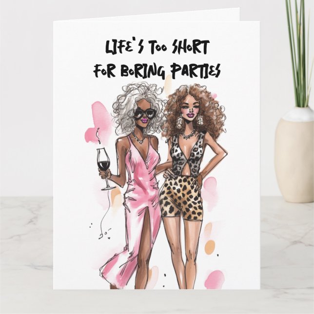 Carte Meilleures copines noires aux cheveux bouclés robe (Devant)