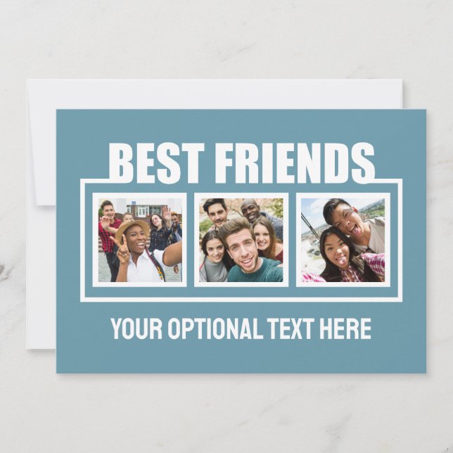 Carte Meilleurs amis photos personnalisées, texte et cou (Devant)