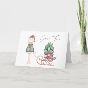 Carte Meilleurs voeux Ours polaire et Boughs de pin